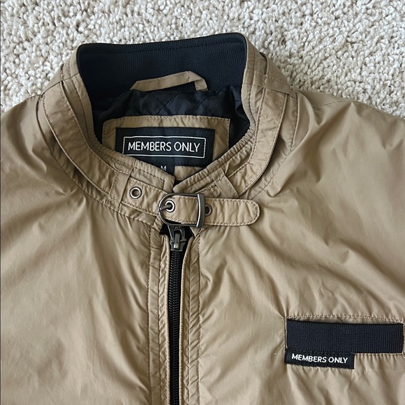 Members Only Khaki Bomber Jacket with Black Accents - Picture 4 of 6